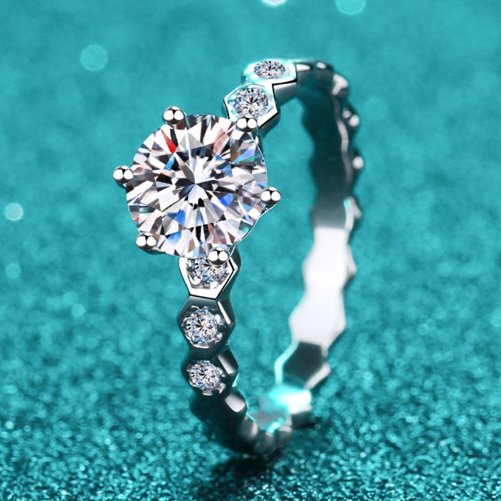 Photo of silver 1 carat moissanite engagement ring