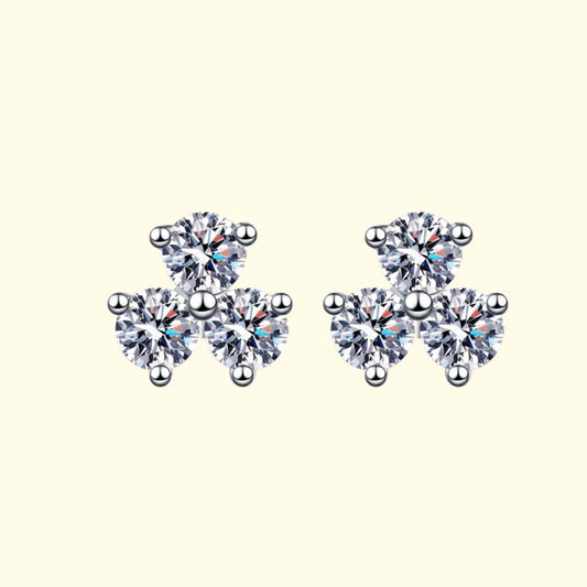 Image of 3-leaf clover stud earrings in silver